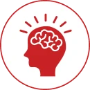 Brain silhouette with red highlights