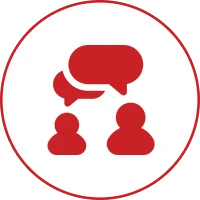 Conversation icon in red and white